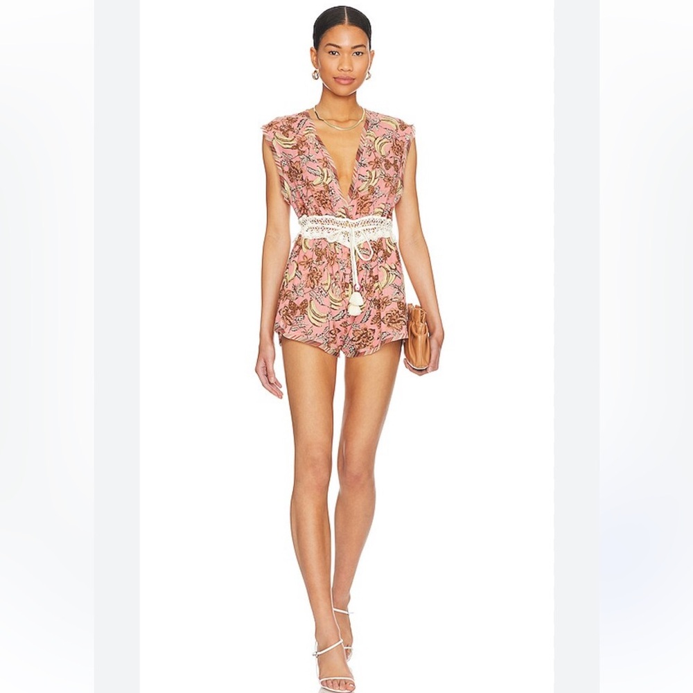 FREE PEOPLE Watching Waves Romper / Mauve Combo large
